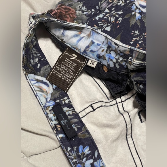 7 For All Mankind blue floral Skinny Jeans size 26 - Picture 7 of 7